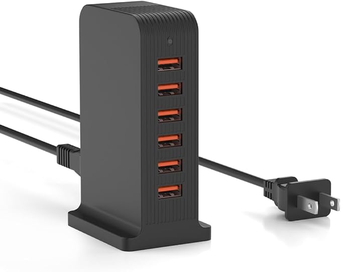 VPSUN USB Charger 6 Port 50W Multi USB Tower Charging Station by VPSUN