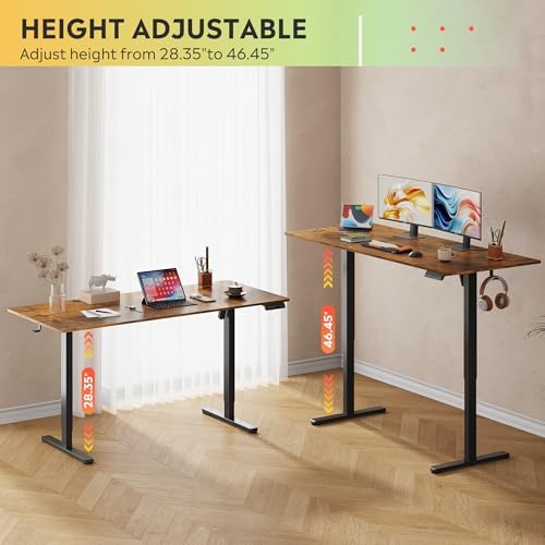 devaise 63 inch standing desk with split top, side view