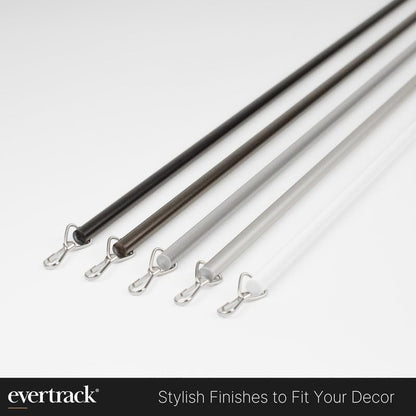 Curtain Wand - Aluminum Curtain and Drapery Pull Rod with Stainless Steel Hardware for Curtains, Draperies, and Room Divider Curtains - 48 Inches, Metallic Black - Pack of 2