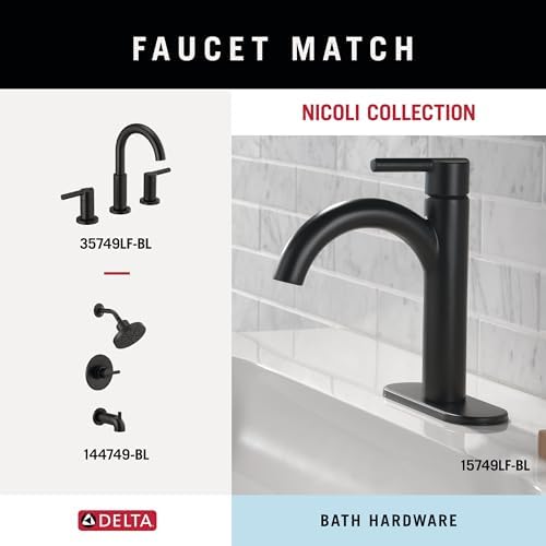 delta 4-piece matte black bathroom set towel rack, side view