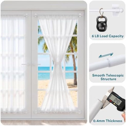 Turquoize 2 Pack Magnetic Curtain Rods for Metal Doors, 16-28", White | No Drilling Required, Strong Magnetic Hold, Easy Remove and Reposition, Fits Steel Doors, Washers, Dryers & Cabinets