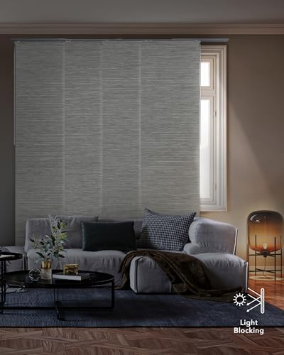 Cordless Blackout Vertical Blinds 45.8"-86" x 96", Cedar Bark | Cordless 99.99% Blackout Panels for Sliding Glass & Patio Doors with Extendable Track and Trimmable Height