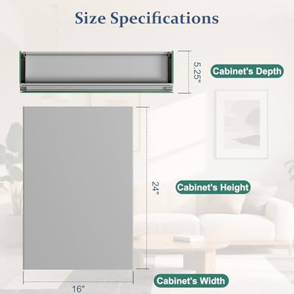 16" x 24" bathroom medicine cabinet mirror, aluminum shown in use
