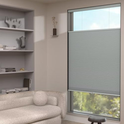 Top Down Bottom Up（TDBU） Cellular Shades, 1.5 inch Cordless Blackout Honeycomb Pleated Blinds for Windows Home Bedroom Office, Light Control, Thermal Insulated, 45 "W x 72" H, Grey