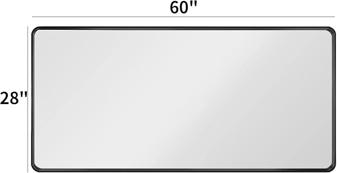 LOAAO 60X28 Inch Black Metal Framed Bathroom Mirror - Image 7