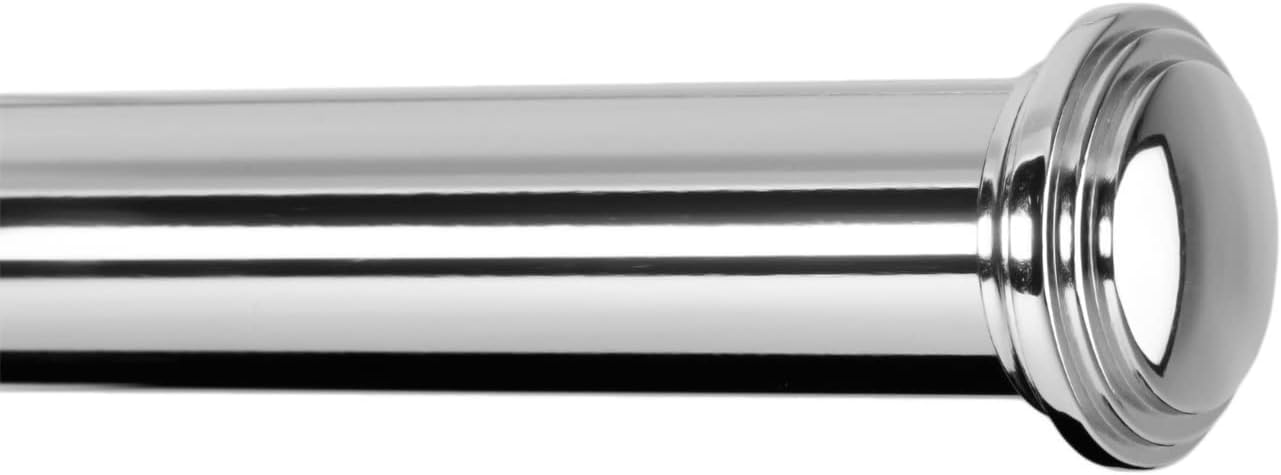 Ivilon Window Curtain Rod Decorative End Cap Design, 1 Inch Rod, 48 to 86 Inch. Chrome
