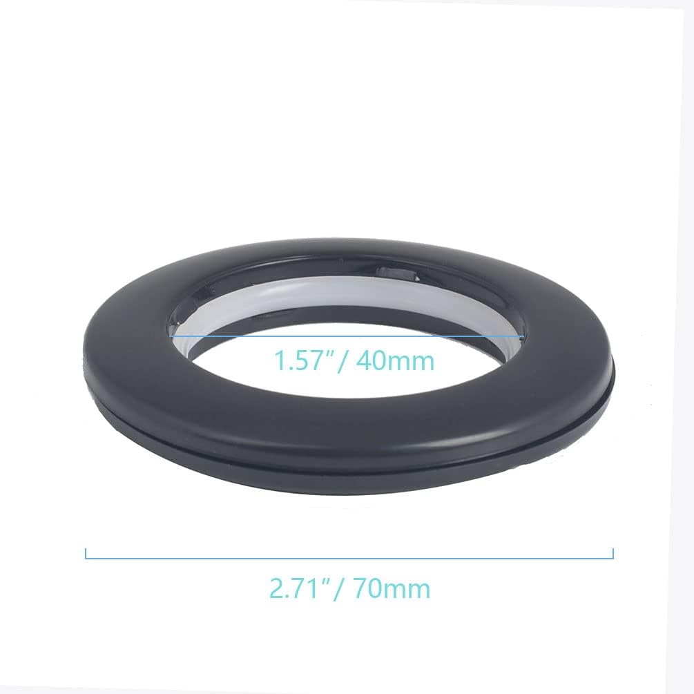 42 Pack Curtain Grommets Inner Diameter 1-9/16"(40mm) Plastic Large Curtain Eyelet Rings Nanoscale Low Noise Large Grommet Installation Kit for Fabric (Black)