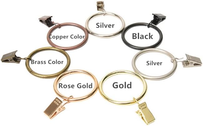 leoyoubei Metal Drapery Curtain Rings with Clips,Decorative Drapery Curtain Clip Rings, Premium Iron Metal Material 30-Pieces-Interior Diameter (Rose Gold, 2.5")