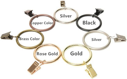 leoyoubei Metal Drapery Curtain Rings with Clips,Decorative Drapery Curtain Clip Rings, Premium Iron Metal Material 30-Pieces-Interior Diameter (Rose Gold, 2.5")