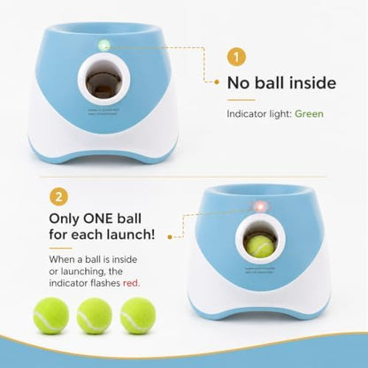 automatic dog ball launcher with 3 adjustable shoot, front angle view