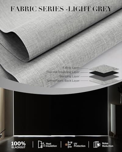 Graywind Manual Sliding Panels 100% Blackout Privacy Panel Track Blinds Wand Control Window Blinds for Patio Sliding Glass Door Large Windows Width Up to 153", Custom Size (Light Grey)