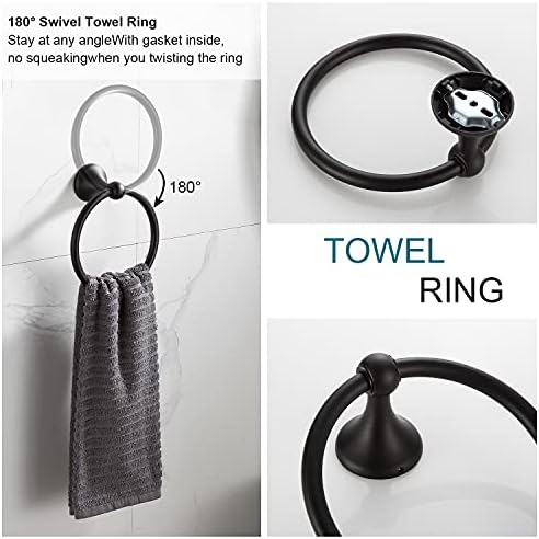 bgl bathroom accessory set, matte black adjustable expandable showing dimensions