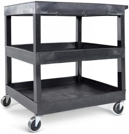 Tubstr 3-Tier Rolling Utility Cart with Wheels | Durable Tool Cart with Locki...
