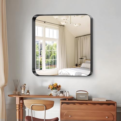 circumi black bathroom mirror, 30"x30" rectangular mirror for, package contents