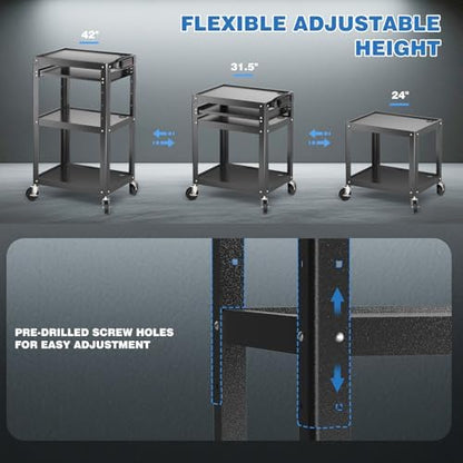 pochar steel av cart on wheels - rolling, side view