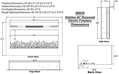 Touchstone Smart Electric Fireplace-The Sideline 45" Wide-in Wall Recessed - Image 9