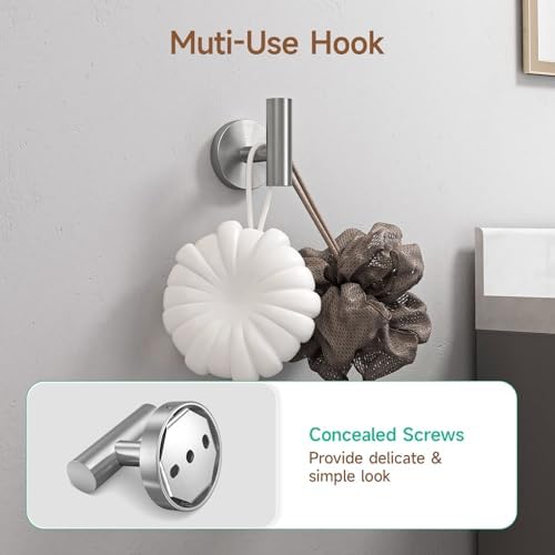 ushower 4pcs brushed nickel bathroom accessories set, 18-inch, front angle view