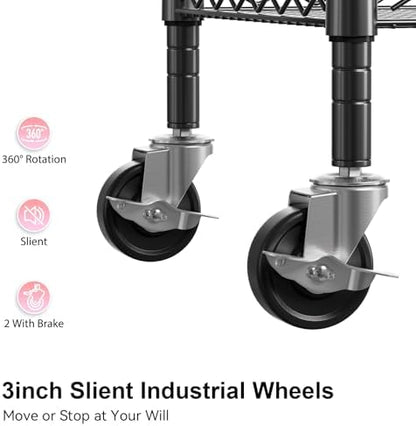wdt 3 tier rolling carts with wheels, heavy showing dimensions