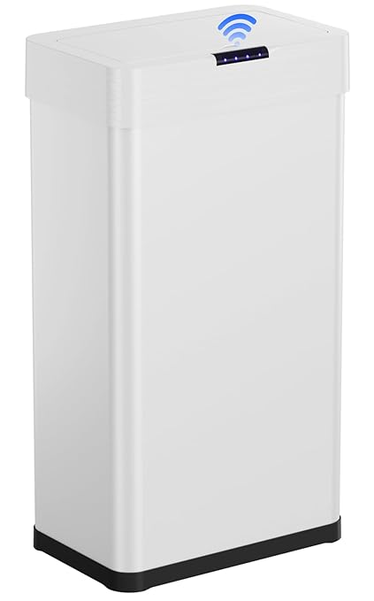 Arlopu Automatic Trash Can, Sensor Motion Stainless Steel Garbage Bin, - Image 2
