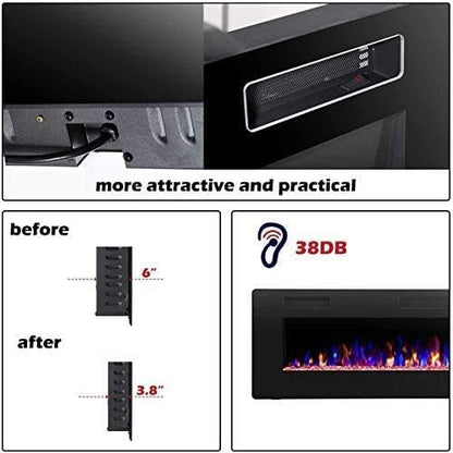 R.W.FLAME 42IN Recessed and Wall Mounted, The Thinnest Fireplace, Low Noise - Image 9