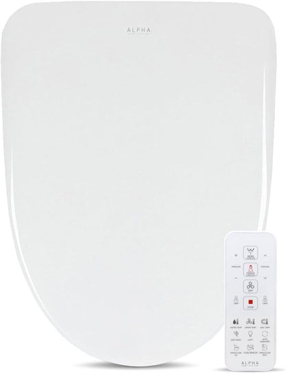 ALPHA BIDET UXA Pearl Auto Bidet Toilet Seat in Elongated White | Endless Warm by ALPHABIDET