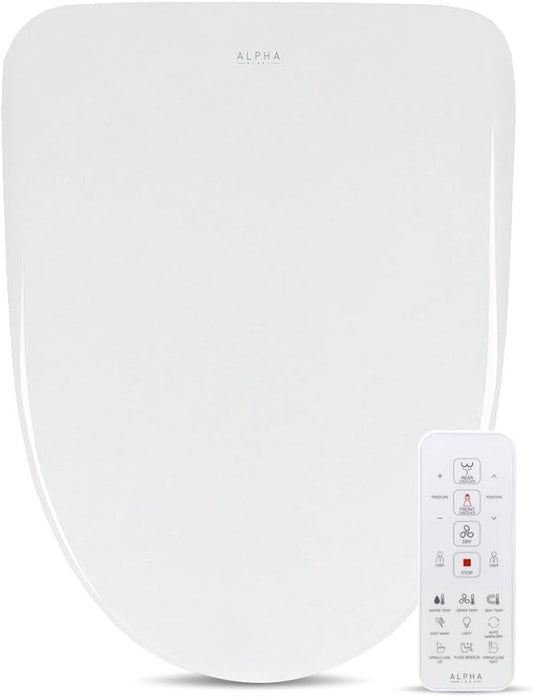 ALPHA BIDET UXA Pearl Auto Bidet Toilet Seat in Elongated White | Endless Warm by ALPHABIDET