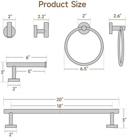 ushower 4pcs brushed nickel bathroom accessories set, 18-inch on a desk or shelf