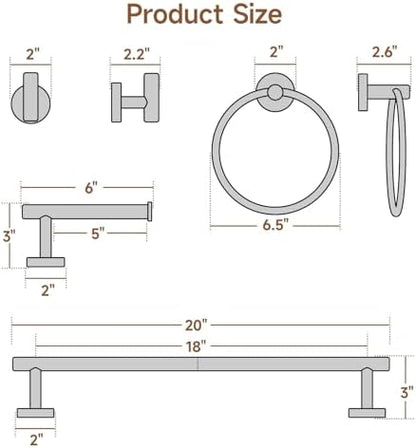 ushower 4pcs brushed nickel bathroom accessories set, 18-inch on a desk or shelf