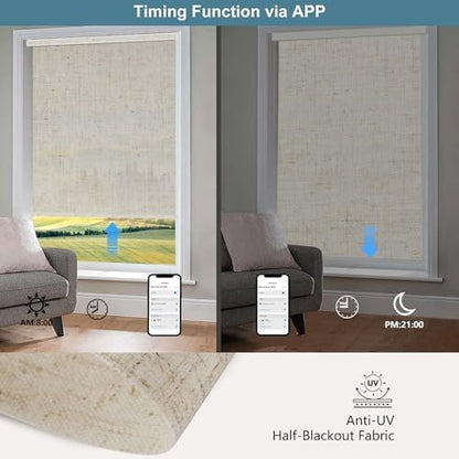 Bringnox Motorized Blinds with Remote,Light Filtering, Voice Controlled | With Apple Home, Google Home and Alexa, for Home, Bedroom, Custom Size