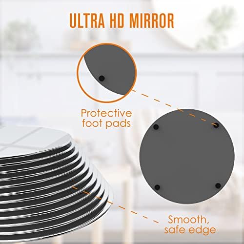Mirror Centerpieces for Tables, Small, 10 Inch, 12 Pack, Center Piece | Houseables Round Mirrors For Centerpieces, Mirrored Trays, Round Table Plate Tray, Circle, Glass Charger, Wedding, Base