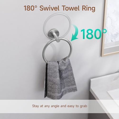 ushower 4pcs brushed nickel bathroom accessories set, 18-inch, side view