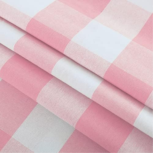2 Pack Buffalo Check Valances for Windows Living Room 18 inches Long Classic Gingham Plaid Bedroom Bathroom Rod Pocket Country Farmhouse Kitchen Window Curtain Valances - 54"x18" Pink & White