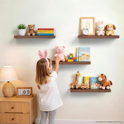 bayka walnut-like floating shelves 15.7in, 3 pack, wall, package contents