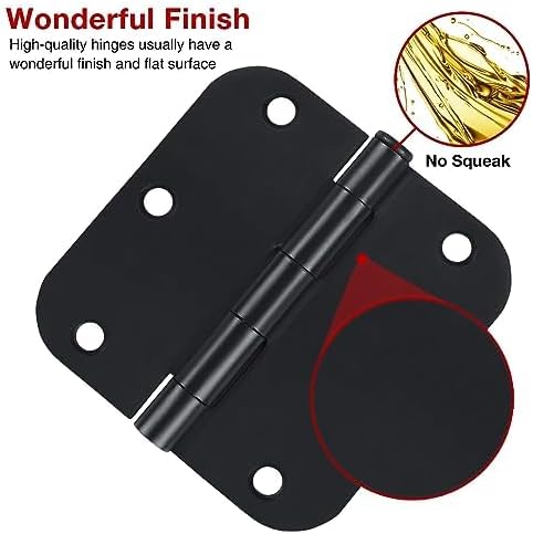 Rounded Door Hinges 3-1/2" x 3.5 inch, 5/8 Radius, Matte Black 3 ½ Inch 42 Pack - Image 2
