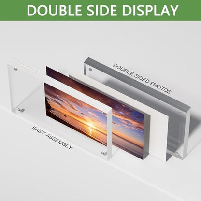 5PACK Acrylic Picture Frames 4x6 Magnetic Acrylic Picture Frames,Freestand Photo Frame Bulk,4 by 6 Clear Double-Sided Picture Frame with Gift Box Christmas Gift