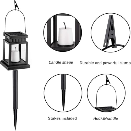 GIGALUMI 8 Pack Solar Halloween Lanterns Outdoor, Candle Lights with Stakes