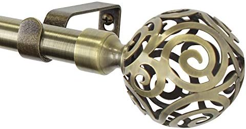 CHICOLOGY 3/4 to 1 inch Diameter Pole for Drapes Finials, Window Decor Elegant Finished, Bronze, Nickel & Black Curtain Rods, 48 to 86 inches, Antique Brass-Clare (Pack of 2)