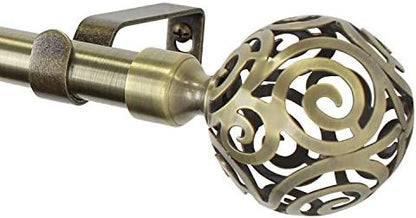 CHICOLOGY 3/4 to 1 inch Diameter Pole for Drapes Finials, Window Decor Elegant Finished, Bronze, Nickel & Black Curtain Rods, 48 to 86 inches, Antique Brass-Clare (Pack of 2)