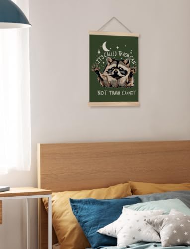 Funny Olive Green Motivational Raccoon Poster Wall Art Framed 12x16in | Raccoon Lover Gifts, It's Called Trash Can Not Trash Cannot Inspirational Canvas Prints Wall Decor for Bedroom Home Office