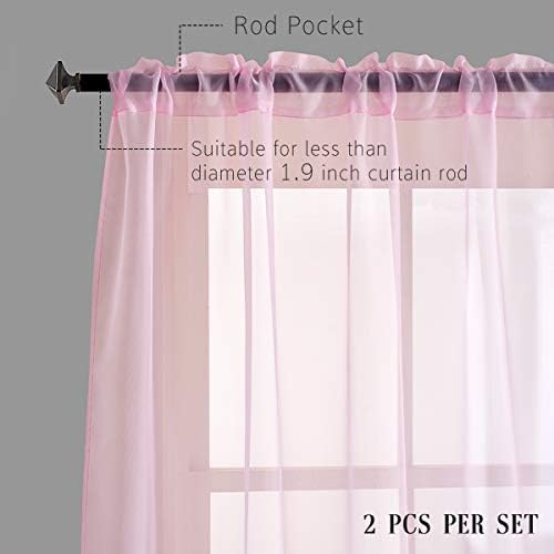 Christmas Baby Pink Sheer Pink Voile Curtains Short Translucent Solid Color 45 Inch Length Rod Pocket Baby Pink Sheers 45 Inches Long For Small Windows Bedroom Living Room Kitchen 2 Panels 52x45