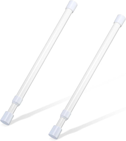 2 Pcs Small Tension Rod 12-20 inch Spring Rod, Tension Rod Spring Tension Rod, Small Tension Curtain Rod, Short Thin Tension Rods, Mini Tension Rods for Closet, Cabinets, Cupboard, Drawers, White