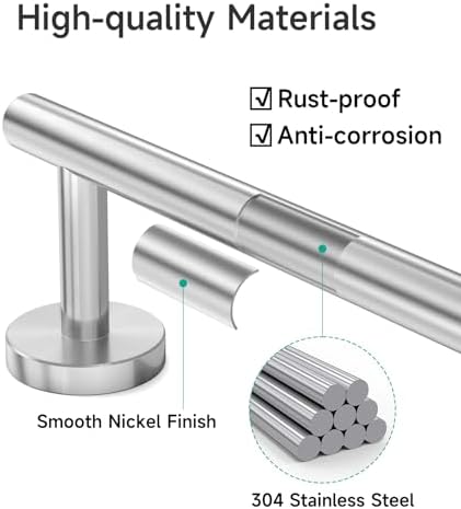 ushower 4pcs brushed nickel bathroom accessories set, 18-inch shown in use