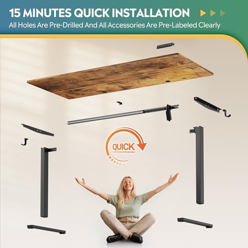 devaise 63 inch standing desk with split top on a desk or shelf