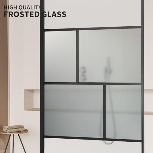 bathroom shower door, modern grid shower door 34, side view