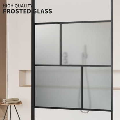 bathroom shower door, modern grid shower door 34, side view