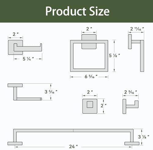 15-pieces matte black bathroom accessories, 24 inch bathroom shown in use