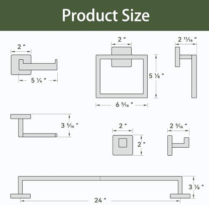 15-pieces matte black bathroom accessories, 24 inch bathroom shown in use