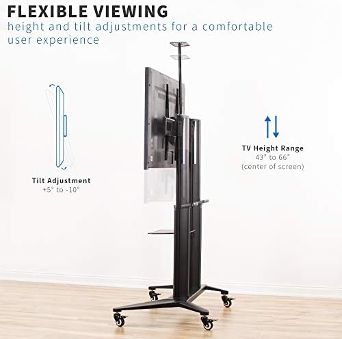 vivo premium aluminum mobile tv cart for 32, close-up detail