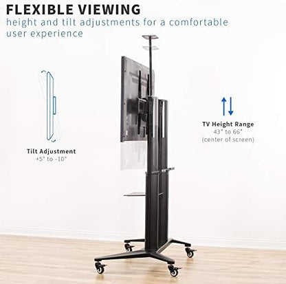 vivo premium aluminum mobile tv cart for 32, close-up detail