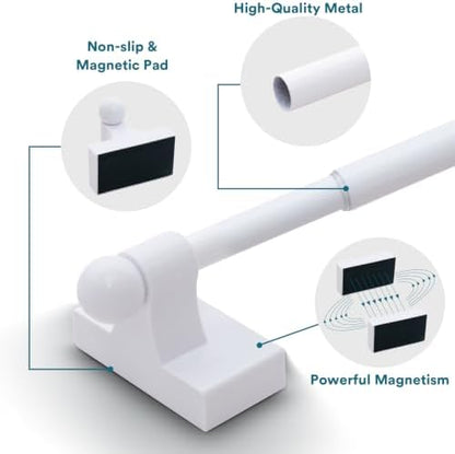 Turquoize 2 Pack Magnetic Curtain Rods for Metal Doors, 16-28", White | No Drilling Required, Strong Magnetic Hold, Easy Remove and Reposition, Fits Steel Doors, Washers, Dryers & Cabinets